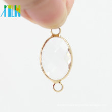 Multi-colored - Crystal Glass Connector, Oval Pendant, Polished Rhodium -Plated - 12pcs/bag CA003 Wholesale Price